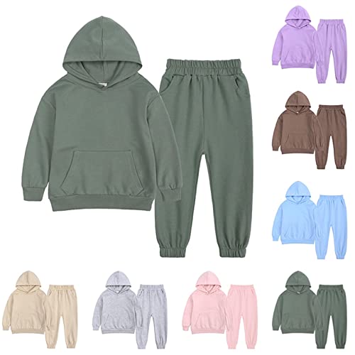 Kids Girls Boys 2 Piece Tracksuit Athletic Sweatsuits Sets Hooded Sweatshirt and Jogging Sweatpants Toddler Clothing Set2
