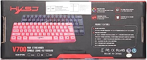 Przewodowa klawiatura 60% do gier, 61 klawiszy, przenośna, mini kompaktowa klawiatura z 11 chromowanymi podświetleniami RGB, pływające klawisze ABS, pełne klawisze anty-ghosting, klawiatura USB do biura / gier, mechaniczna do PC