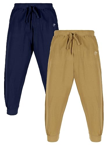 Image of KiddoPanti 100% Cotton Track Pants for Boys & Girls | Soft Single Jersey Fabric | Elastic Waist with Drawcord | Full Length with Rib Hem & Pockets | Joggers and Lowers for Kids