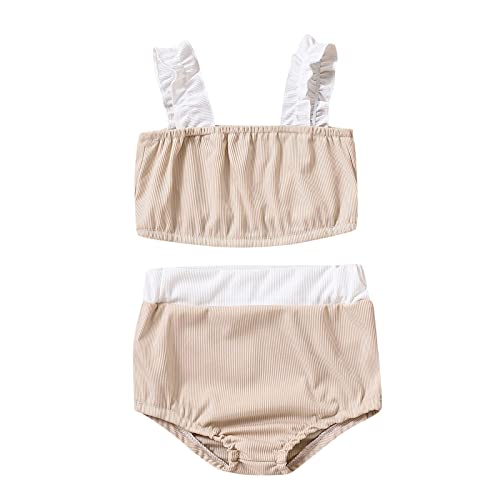 Colete infantil com nervuras e shorts, Bege, 6-9 Meses
