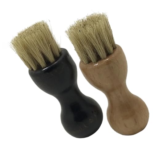iplusmile 2 Piezas Cepillo para Zapatos de Cerdas de Cerdo Duradero Multifuncional Madera de Haya Oscuro para Limpieza y Pulido Doméstico