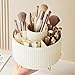360 Degree Rotating Makeup Brush Holder Organizer Detachable Design 5 Slot Make up Brushes Cup for Cosmetics and Pencil Pen Organizer for Desk Makeup Organizer Skincare Storage for Vanity（Cream）