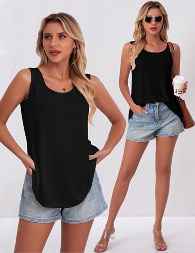 BQTQ 3 Pack Womens Tank Tops Loose Fit Summer Scoop Neck Tops Sleeveless Shirts4