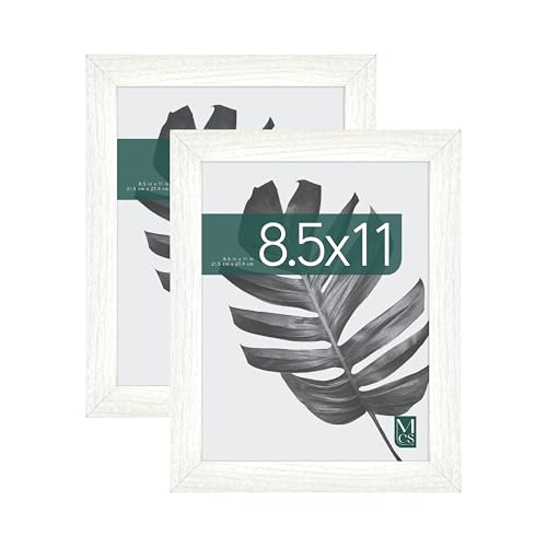 Image of MCS Studio Gallery Frame White Woodgrain, 2-Pack | Studio Gallery Picture Frame White Woodgrain Engineered Wood, Rectangle Photo Frame, 8.5x11 Inch, 2-Pack