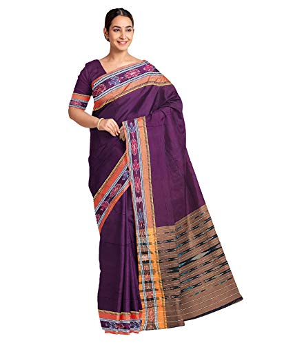 Image of Odisha Sambalpuri Handloom Ikat Women's Cotton Saree, Odisha Handloom Handmade Pure Cotton Khandua Saree, Ikkat Orissa Traditional Handloom Saree Without Blouse