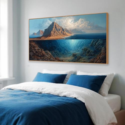 Split View Above and Below Water Canvas Wall Art –