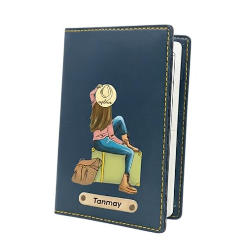 Image of Personalized Passport Cover with Custom Name | Sticker Passport Holder for Men & Women | Customized Travel Wallet | Anniversary, Birthday & Couple Gift for Husband Wife
