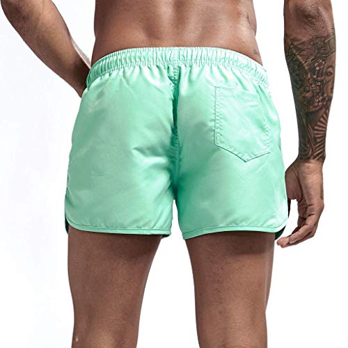 Men's Drawstring Waist Swim Trunks Fashion Summer Beach Quick Dry Shorts Solid Color Hawaii Vacation Board Short3