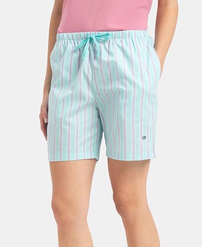 Image of Jockey RX15 Women's Super Combed Cotton Woven Relaxed Fit Checkered Shorts with Side Pockets (Prints May Vary)