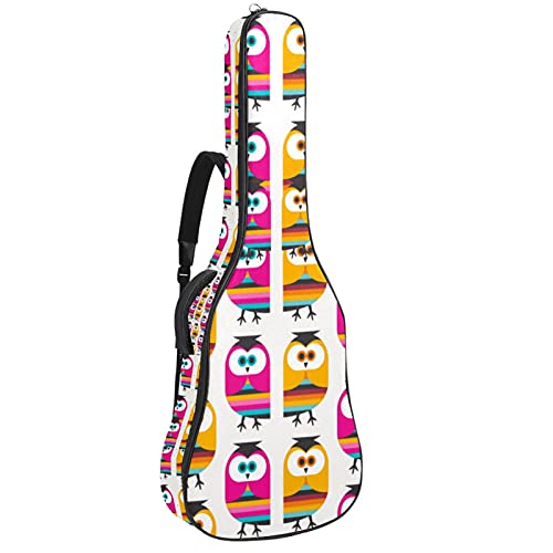 Housse de guitare acoustique 106 cm sac à dos hiboux pour guitare classique