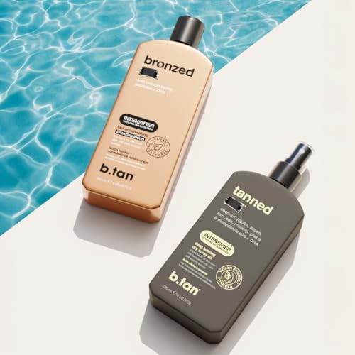 Image of b.tan Best Tanning Oil | Get Tanned Intensifier Dry Spray - Fast, Dark Outdoor Sun Tan From Tan Accelerating Actives, Packed with Moisturizing Oils, No SPF, Austrailian Brand, 8 Fl Oz