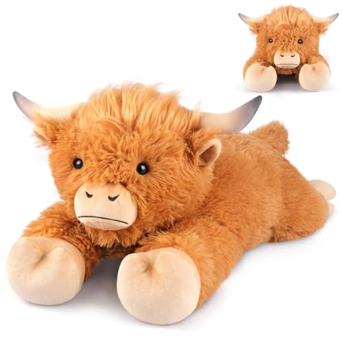 SuzziPals Giant Highland Cow Stuffed Animal 30", Jumbo Soft Giant Stuffed Animals, Highland Cow Plush Toys for Relaxation & Comfort, Huge Cuddly Cute Plushies Gift for Boys and Girls