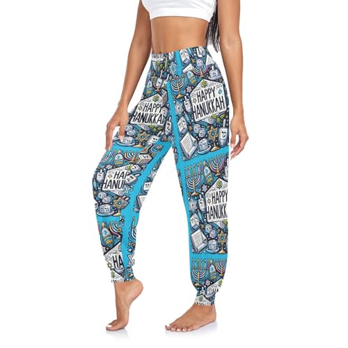 Women's Harem Pant Happy-Hanukkah-Blue-Menorah Yoga Boho Trousers Summer Beach Pant Jogger Pant Sweatpant3