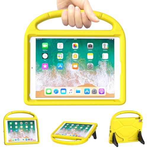 Coque iPad 9.7 pour enfants rigide et légère jaune avec support intégré