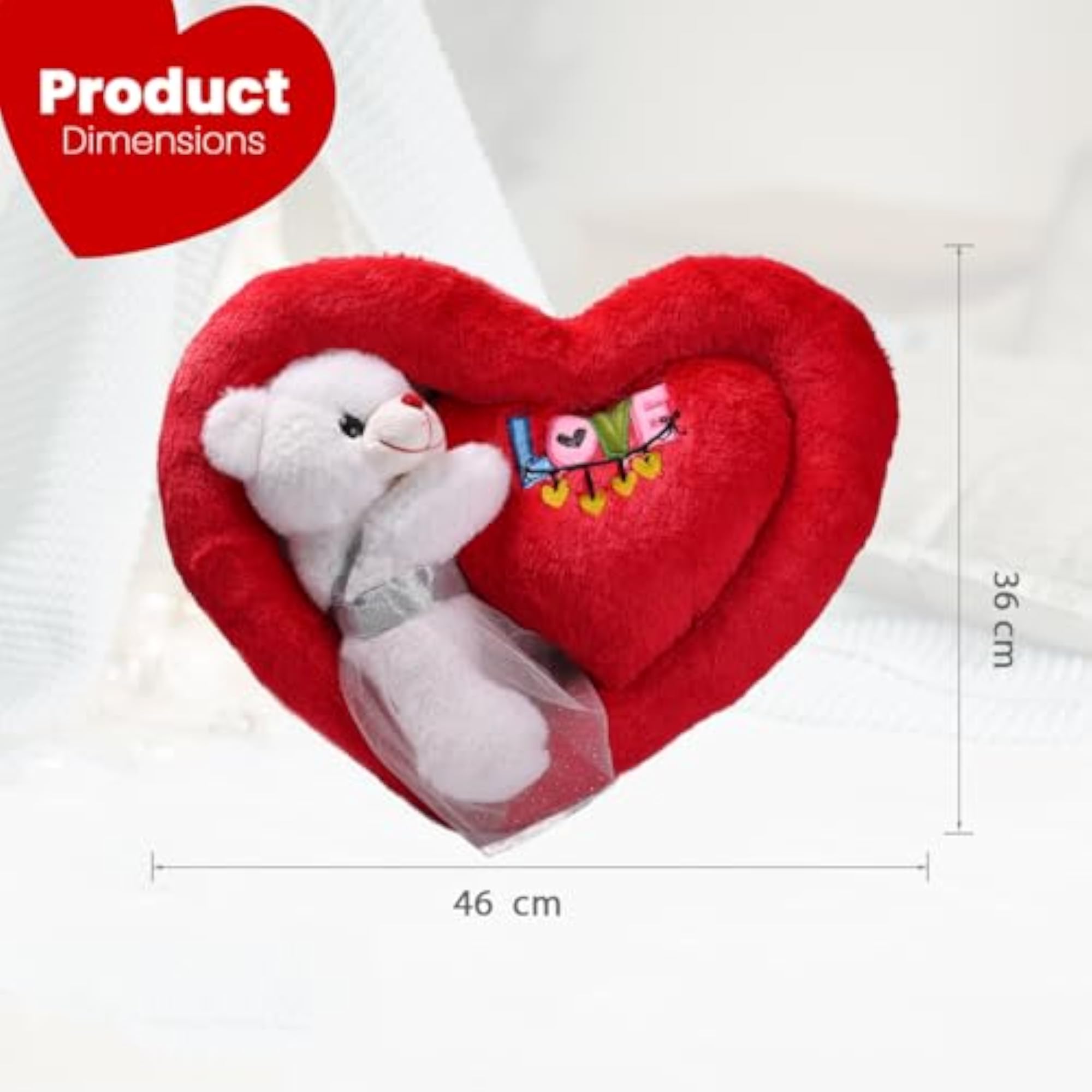 Soft Heart Shape Cushion with Teddy Plush Toy