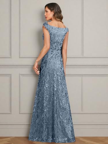 Sequin Mother of The Bride Dresses for Wedding Guest Off The Shoulder Evening Formal Dress JH0372