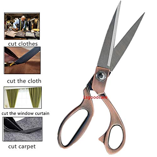 10.5 Inch Professional Heavy Duty Tailor Scissors, Sewing Multi-functional Dressmaking Shear for Fabric/Crafting/Leather Art/ect- Copper Color, Stainless Steel Material, Also Suit for Left Handed