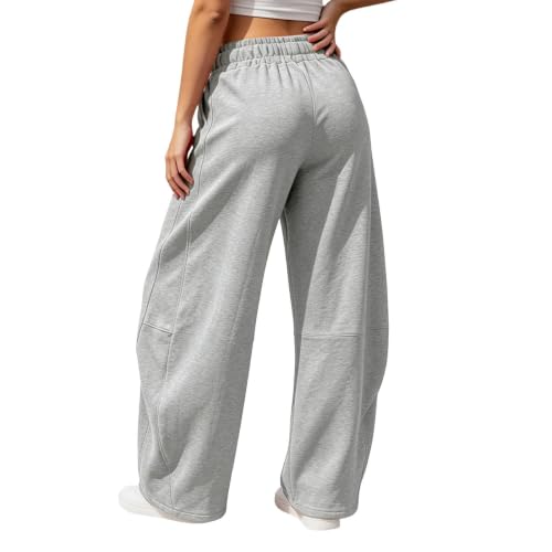 Barrel Sweatpants for Women Solid Color Drawstring Wide Leg Casual Jogger - image 3