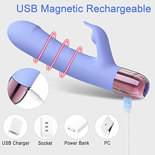 Eupher Pulsierender Rabbit Vibratoren für Sie, Silikon G-Punkt Klitoris Dildo Vibrator mit 107℉ Heizbar & 9 Teleskopisch & 9 Vibrationsmodi & 3 Schlagen Vaginalen Analvibrator Sexspielzeug für Frauen – Bild 6