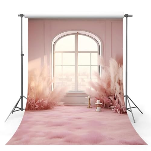 MEHOFOND 1,5 x 2,1 m rosa fotografi bakgrund interiör bohemisk pampasbakgrund vuxen barn gravid kvinna porträtt bröllop födelsedagsfest dekoration banderoll studio rekvisita