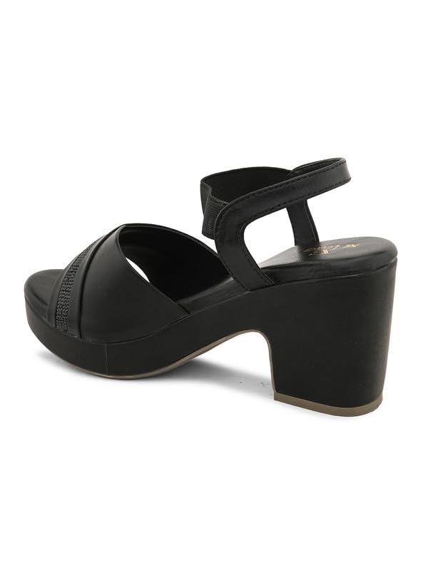 Image of XE Looks Fashion Sandals | Faux Leather Comfortable,Trendy and Stylish Block Heel With Ankle Straps | For Wedding Occasion| For Women & Girls