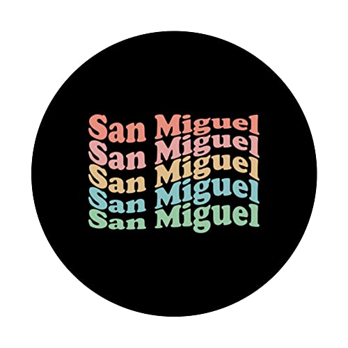 Vintage 70's El Salvador Hippie City - Retro San Miguel PopSockets Swappable PopGrip, Black - Image 3
