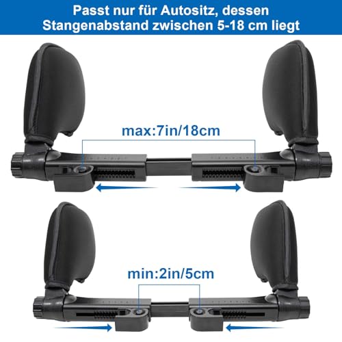 Spurtar Kopfstütze Auto Kinder Nackenkissen Auto Höhe einstellbar, 360 °Rotation, Weichem Gedächtnisschaum, für Kinder und Erwachsene, Nackenstütze Auto zum Schlafen - Schwarz