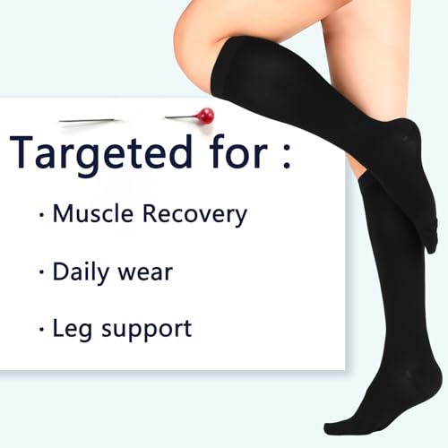 Image of Lin Performance Medical Compression Socks for Women and Men, 20-30 mmHg Closed Toe Knee High stockings, Leg Support for Daily & Travel Comfort (XXL,Black)