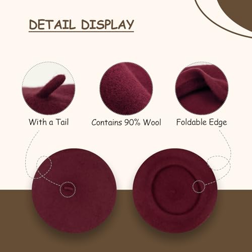 Image of Klong Women Wool Beret Hat French Style Solid Color
