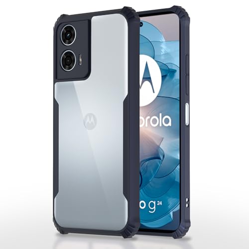 Image of Pikkme Moto G24 Power Back Cover | Crystal Clear Transparent Back | Ultra Hyrbid | Full Camera Protection | Raised Edge | Bumper Back Case (Blue)