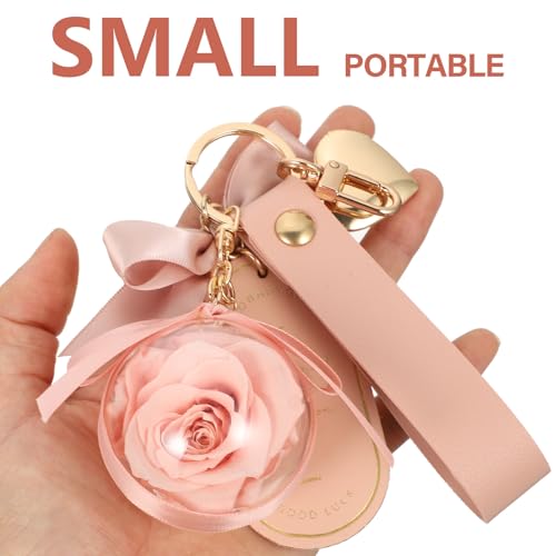 Porte-clés rose en fleurs éternelles pour sac à dos accessoire de mode - 3