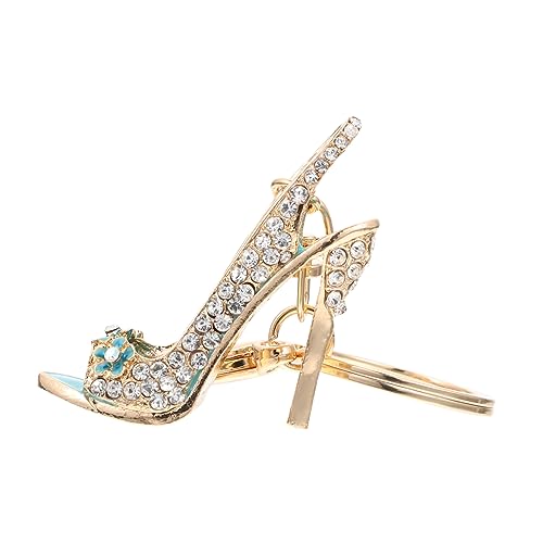 WOFASHPURET Llavero De Tacones Altos Collar Decoración Del Llavero Accesorios De Coche Bling Para Mujer Precioso Llavero Billetera Llavero Joyas Llavero Para Mochilas Blue Aleación De Zinc