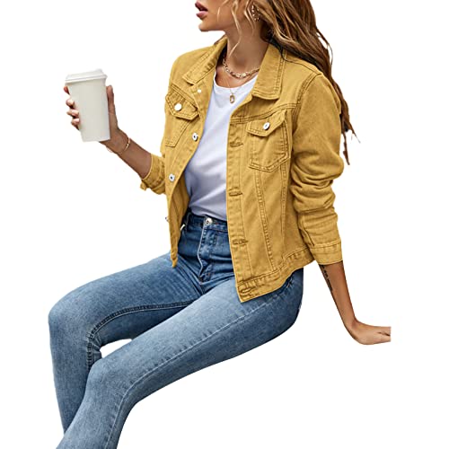 Fanvereka Jean Jackets for Women Fashion Casual Denim Jacket Long Sleeve Button Down Chest Pocket Coat2