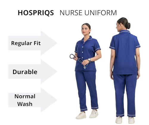 Image of Unisex Nurse Uniform With Normal Length Half Sleeves Top With 2 Pockets Regular Fit Pant Two Side Pockets - Ideals for Hospital Staff /Clinics /Nanny Uniforms |