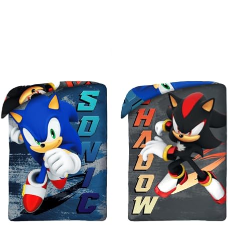 Halantex Sonic the Hedgehog Single Duvet Cover Set Reversible Super Soft Microfibre Bedding for Kids | Sonic & Shadow Design | Official Gaming Bedroom Decor (Single)