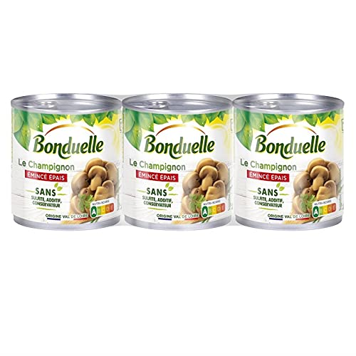 BONDUELLE - Champignons émincés de qualité supérieure en conserve de 345g pour une saveur fraîche et naturelle - Le Lot De 4
