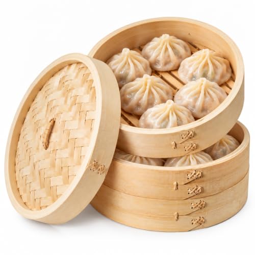 Joyce Chen 2-Tier Bamboo Steamer Baskets, 10-Inch