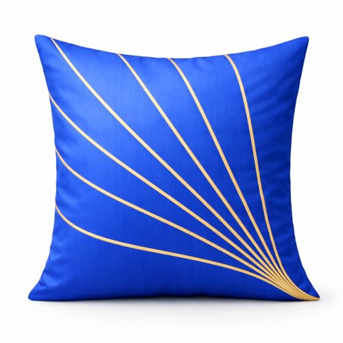 Image of LOFEY Dupion Silk Cushion Cover, 16 x 16 Inch (40 x 40 cm), Decorative Sofa Pillow Cover, Zipper Closure (2, Blue)