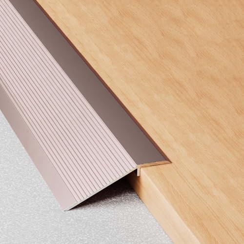 WORDFUN Perfil De Transición para Suelo, Tira De Umbral 10cm Extra Ancho De Aluminio, Reductor De Umbral Altura 10mm-35mm, Tapajuntas para Suelo, Longitud 90cm, Negro/Plata/Oro(PurpleGold)