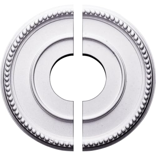 Image of Ekena Millwork CM12BR2 Bradford Split Ceiling Medallion, (12-1 /2 inchOuter Diameter, 3-7 /8 inchInner Diameter, 3 /4 inchProjection, 6-5 /8 inch Canopy)., Factory Primed