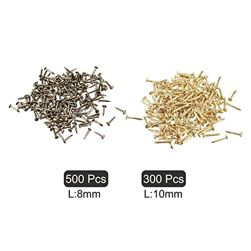 uxcell 800 piezas clavos pequeños 1x8mm y 1x10mm para madera DIY decoración miniatura 3