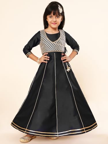 Image of A.T.U.N. (ALL THINGS UBER NICE) Girls Woven Design Gota Jacket Maxi Anarkali Gown
