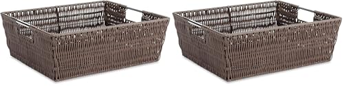Image of Whitmor Java Rattique Shelf Storage Tote Basket, 1 Count (Pack of 2)