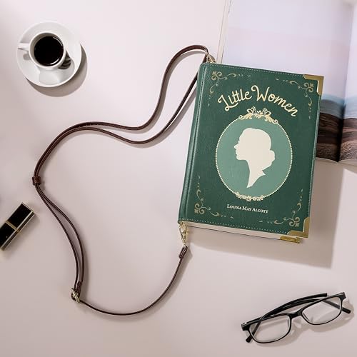 Image of Clutch Purse Large, Book Shaped Crossbody Bag, Vegan Leather Book Wallet, Book Lover Gift Handbag, Shoulder Bag