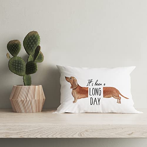 Hiwx It's Been A Long Day Pet Dog Dachshund Decorative Pillowcase Throw Pillow Cover, Funny Dachshund Dog Quote For Sofa Bed Room Home Couch Decor 12 X 20 Inch Pillow Case #TOP1