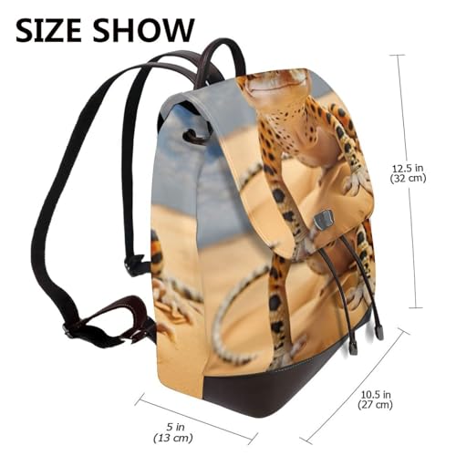 Sac à dos léopard sable gecko imprimé tendance et multi-usage - 2