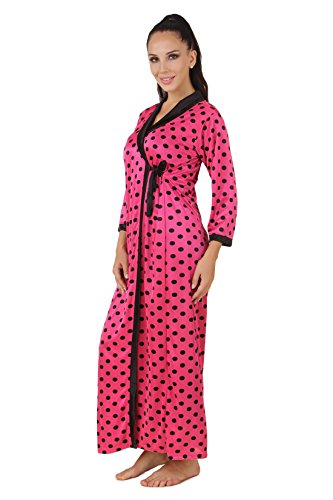 Image of Fasense Women Satin Polka Printed Full Length wrap Gown DP165