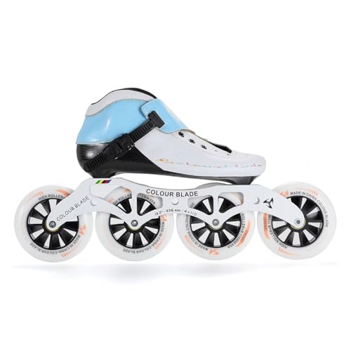 Patins à Roues alignées de Vitesse Confortables Taille Basse – Semelle en Fibre de Carbone, Platine en Aluminium, roulements ABEC-9, 4 Roues en PU – Patins de...