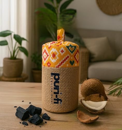 Image of Activated Charcoal Air Purifier, Non-Electric, Coconut Shell Charcoal, Odor & Moisture Absorber, Air Freshener for Home, Car, Reusable & Long-Lasting, 250 Gm (Yellow Maze)