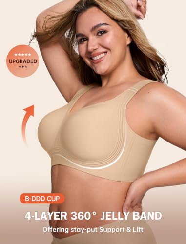 Image of LetsJoli Bras for Women Supportive Wireless Push Up Bra Full Coverage No Underwire Seamless Plus Size for Older Women